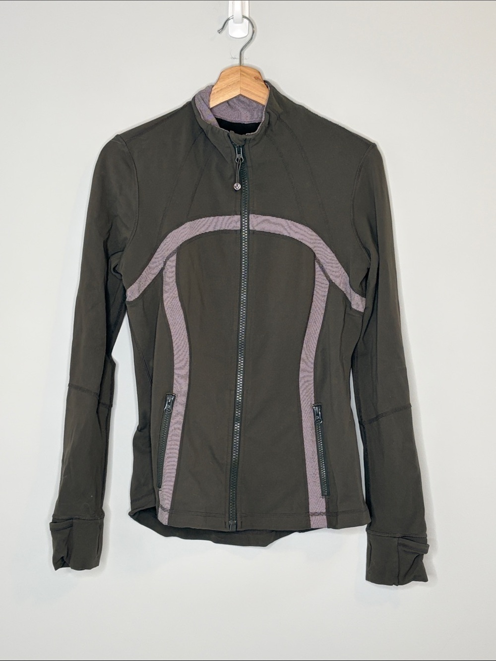 lululemon athletica Olive Green Jacket with Mauve Trim 10